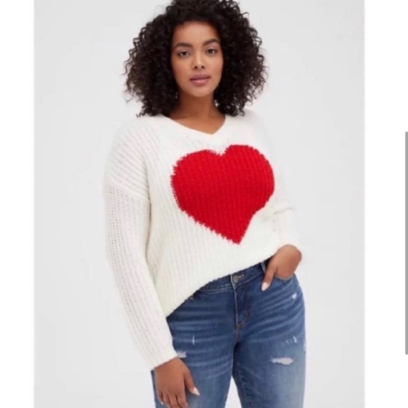 NWOT Torrid V-neck Heart Pullover Sweater Sz 3 Valentine’s Day - Picture 4 of 11